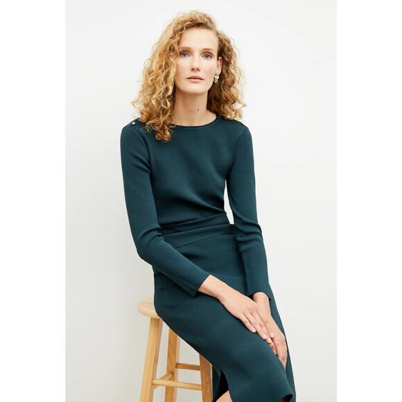 M.M. LAFLEUR Women's Malin Deep Sea Gray Crewneck Long Sleeve Top - Picture 1 of 6